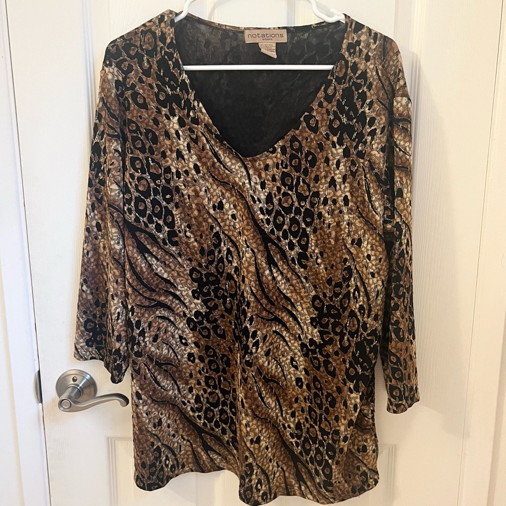 5 for $25! Notations Animal Print Blouse 1X